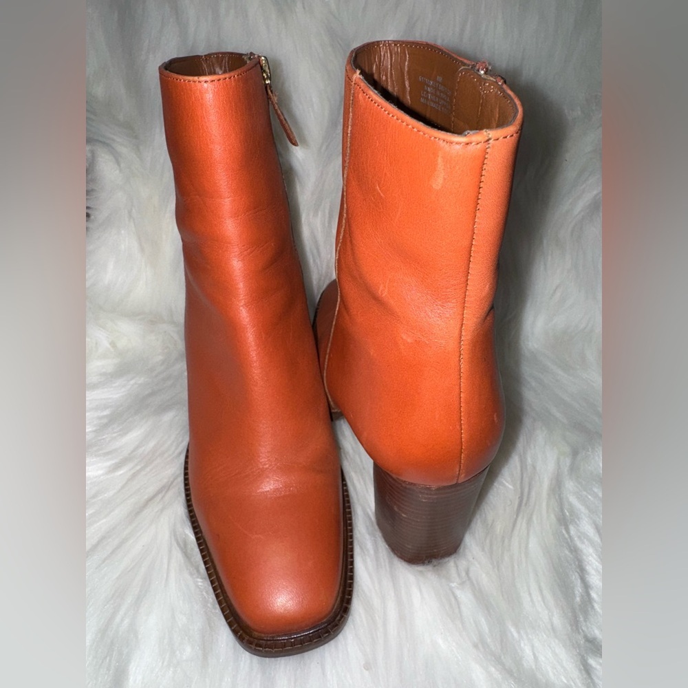 Diba Orange Ankle Boots with Block Heel - Picture 7 of 10